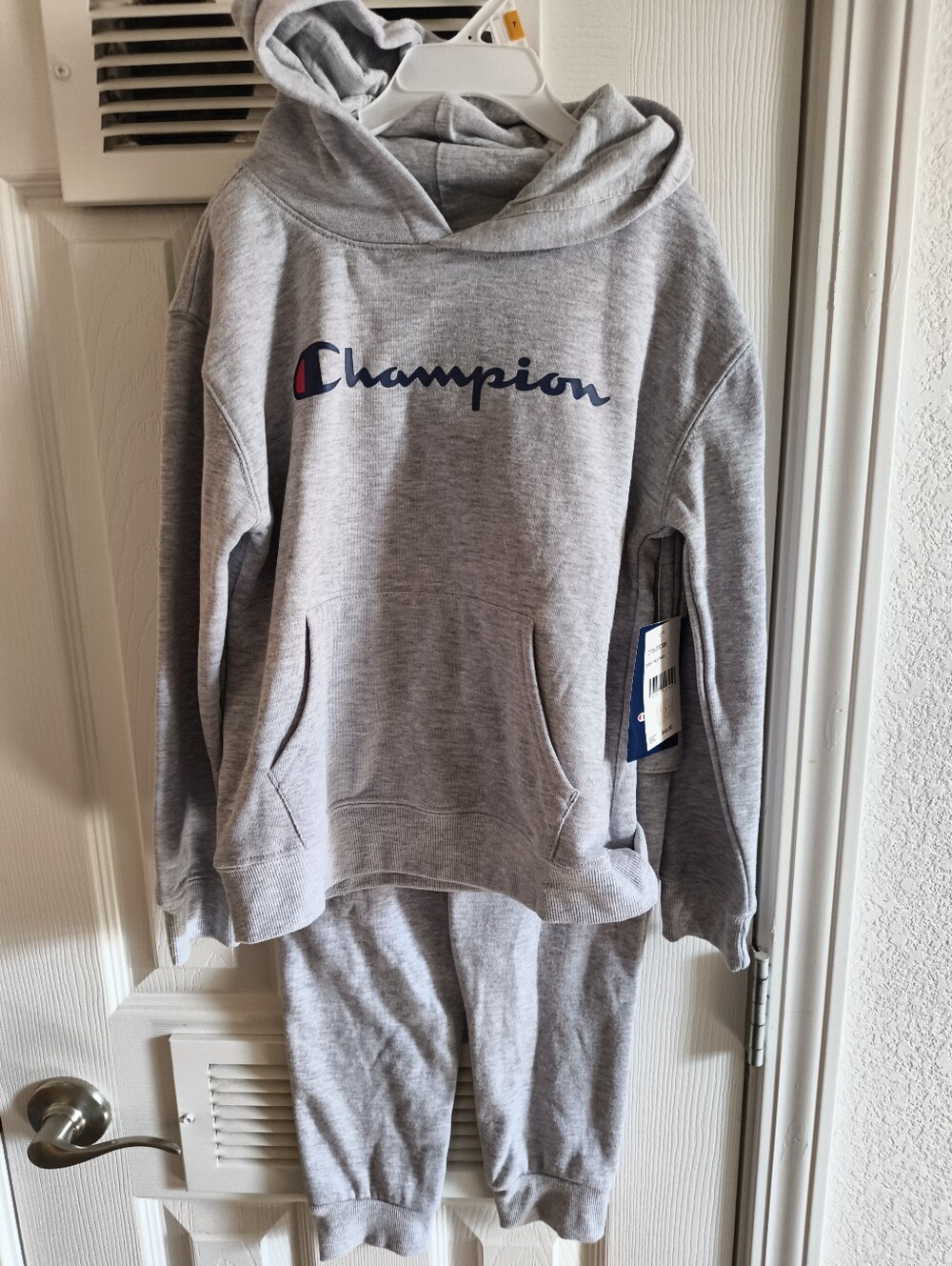 Kids' Champion Gray Hooded Sweatshirt And Sweatpants Set